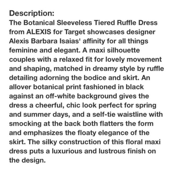Alexis For Target Women's Black White Botanical Tiered Ruffle Maxi Dress. Size M - Picture 15 of 15